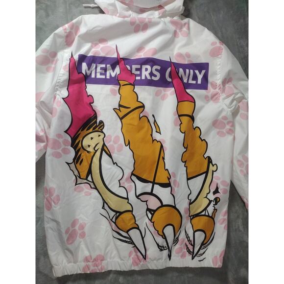 Members Only X GARFIELD White Windbreaker Jacket Mens Sz Medium - Picture 4 of 12